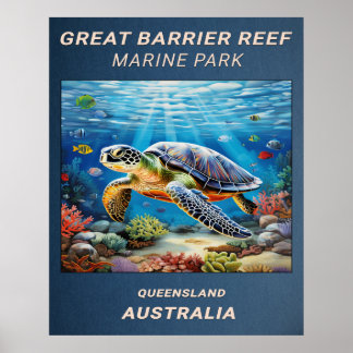 Poster Great Barrier Reef Sea Turtle