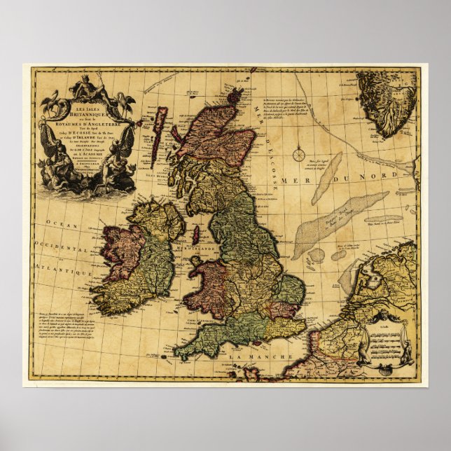 Pôster Great BritainPanoramic MapGreat Britain (Frente)