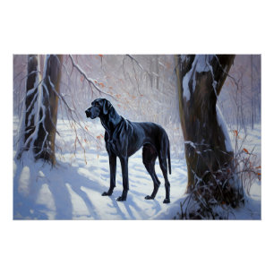Pôster Great Dane Deixe Nevar Natal