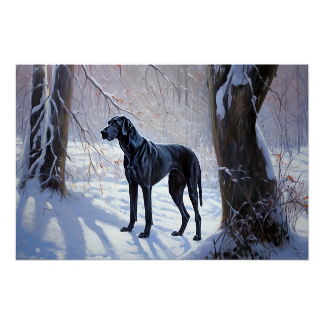 Pôster Great Dane Deixe Nevar Natal (Frente)