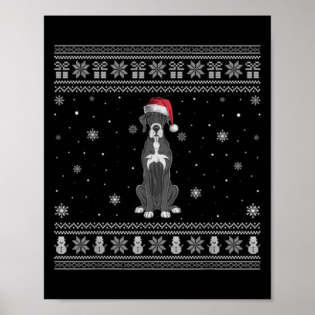 Poster Great Dane Dog Lovers Men Women Santa Ugly Xmas Sw (Frente)