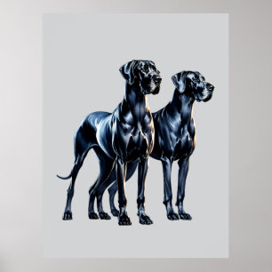 Poster Great Danes Watercolor