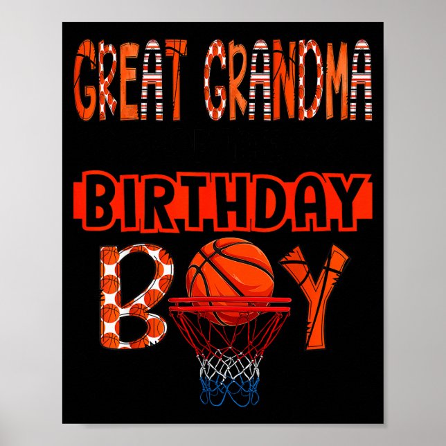 Poster Great Grandma Of The Birthday Boy Basketball Party (Frente)