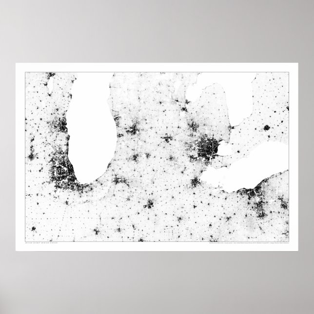 Poster Great Lakes Cities Census Dotmap (Frente)