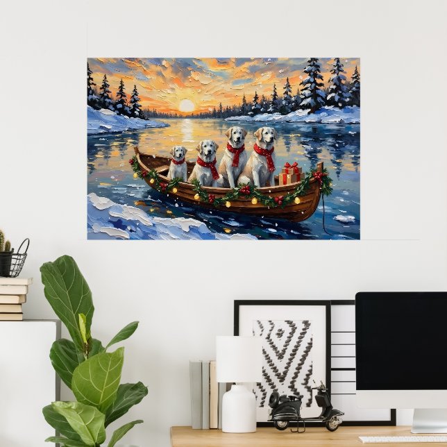 Poster Great Pyrenees Christmas Boat Holiday (Escritório em casa)