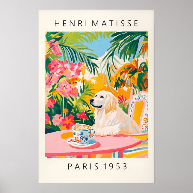 Poster Great Pyrenees Dog Art Print, Matisse Style, Funny (Frente)