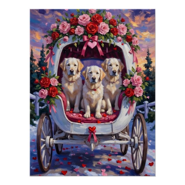 Pôster Great Pyrenees Dog Valentine's Day (Frente)