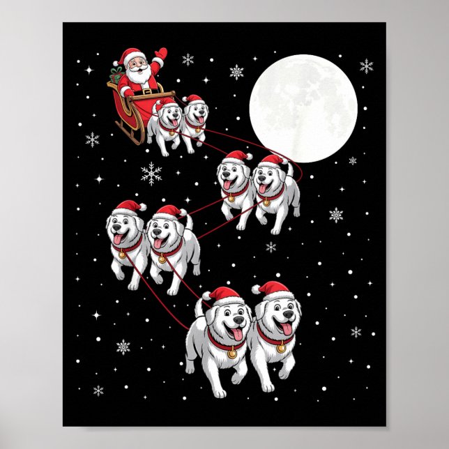 Poster Great Pyrenees Dog Xmas Pajama Matching Santa Clau (Frente)
