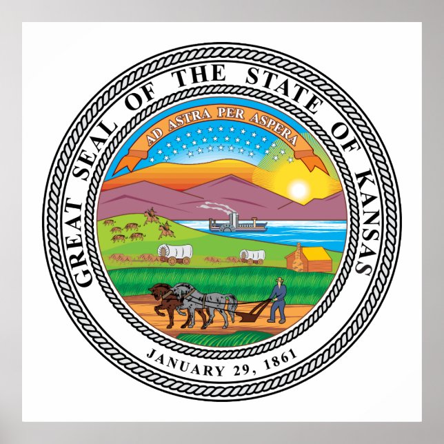 Poster Great seal of the state of Kansas (Frente)