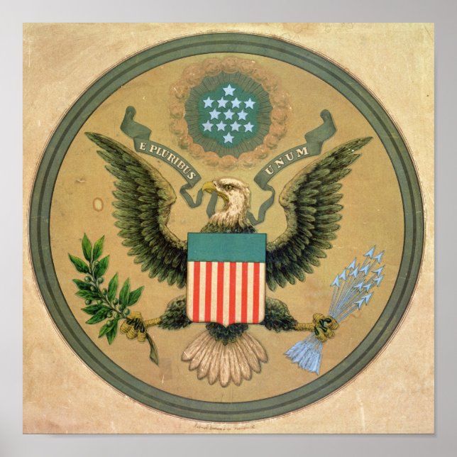 Pôster Great Seal of the United States, c.1850 (Frente)