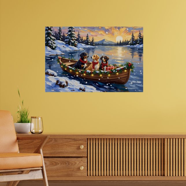 Poster Greater Swiss Mountain Dog Christmas Boat Holiday (Sala de Estar 2)