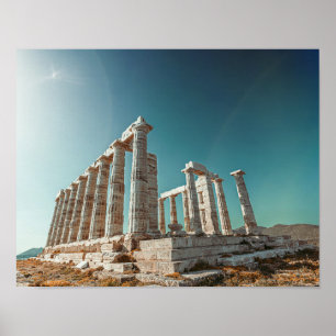 Poster Grécia. Cabo Sounion - Ruínas de um templo antig