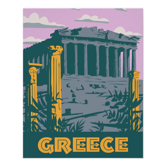 Pôster Grécia de Atenas Poster de Viagem, (Frente)