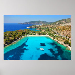 Poster Grécia de Tassos Kavala Turquoise Azul