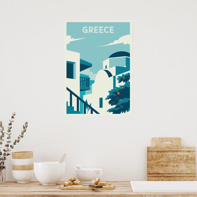 Poster Grécia de Texto Personalizada (Cozinha)