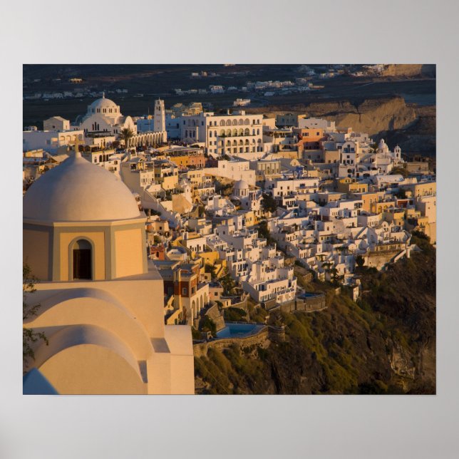 Poster Grécia e ilha grega da cidade de Santorini, (Frente)