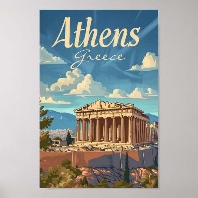 Poster Grécia Familiar da Viagem de Atenas (Frente)