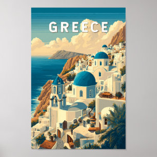 Poster Grécia Illustration Viagem Art Vintage
