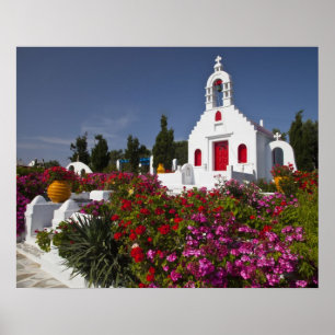Poster Grécia, Mykonos, Pequena capela encantadora no