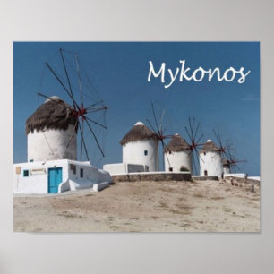 Poster Grécia - Mykonos - Windmills -