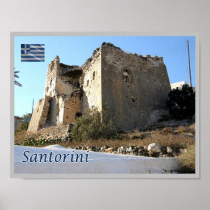 Poster Grécia - Santorini - Thera - Thira - Castelo -