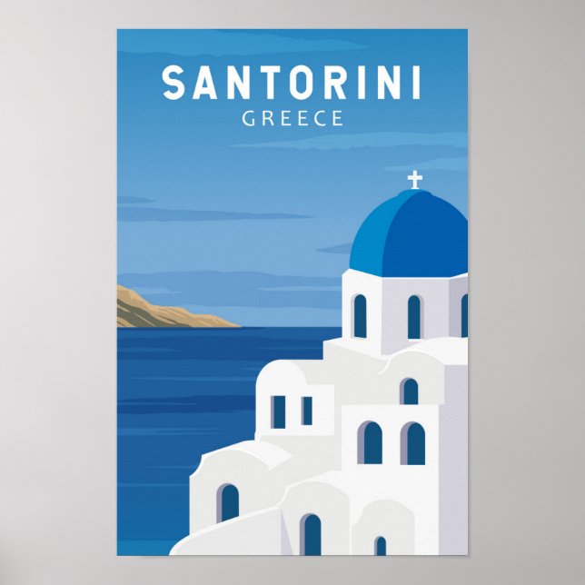 Poster Grécia Santorini - Vintage (Frente)