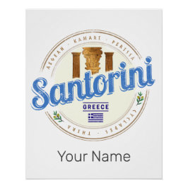 Pôster Grécia Santorini Vintage Ilha das Cíclades Egeu
