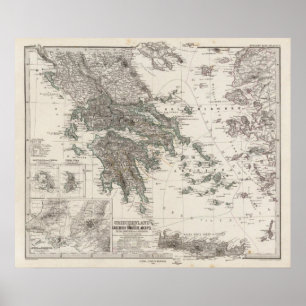 Pôster Greece Map by Stieler