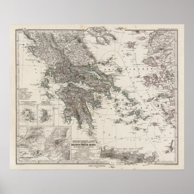 Pôster Greece Map by Stieler (Frente)