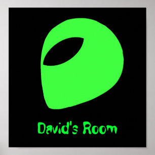 Poster Green Alien Head Poster/Print