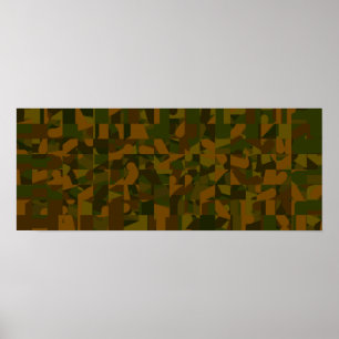 Pôster Green and Brown Camo, Abstract Pattern.