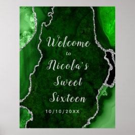 Poster Green and Silver Agate Sweet Sesseis Welcome