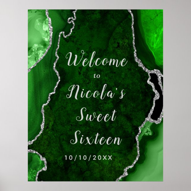 Poster Green and Silver Agate Sweet Sesseis Welcome (Frente)