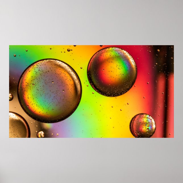 Poster Green and yellow water droplets (Frente)