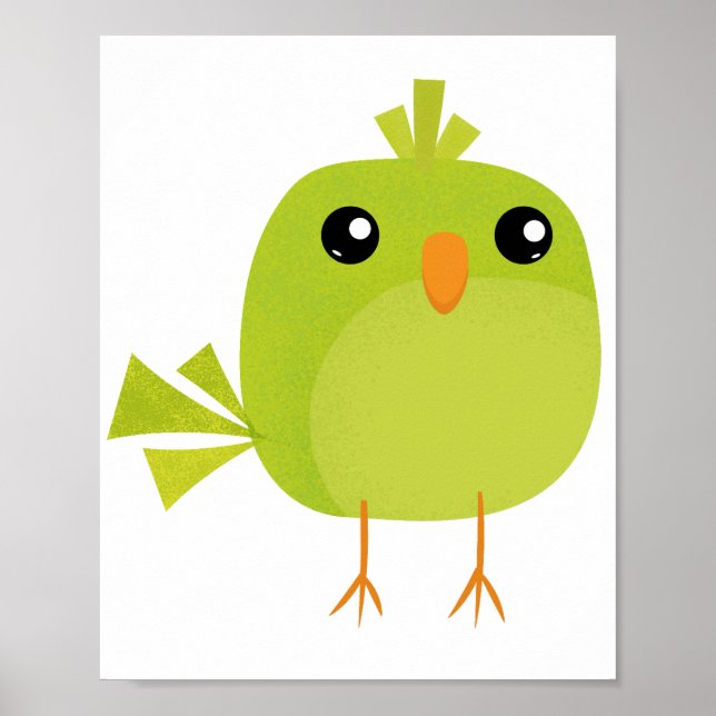Poster Green Bird Cartoon  (Frente)
