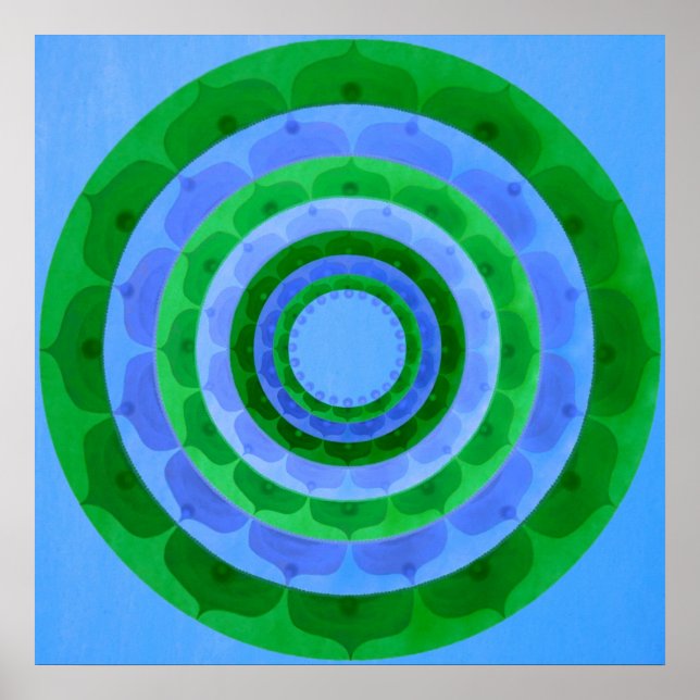 Poster Green blue Mandala (Frente)