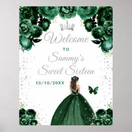 Poster Green Brunette Hair Princess Sweet