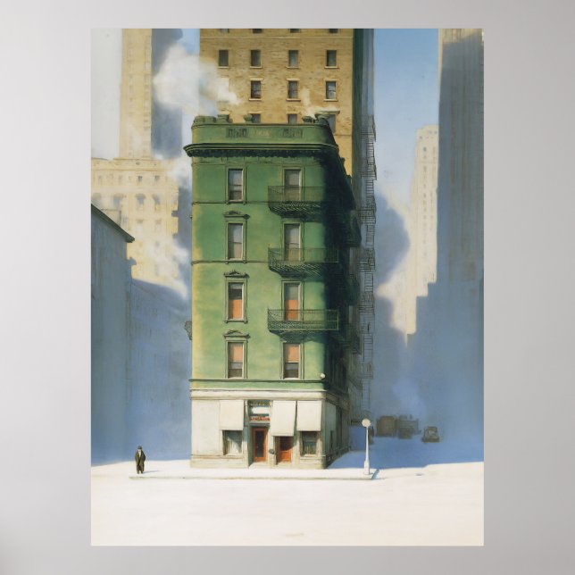 Poster Green Building in New York Winter (Frente)