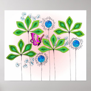 Pôster Green_Butterfly frondoso