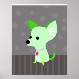 Pôster Green Chihuahua print