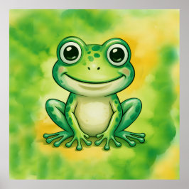 Poster Green cute frog