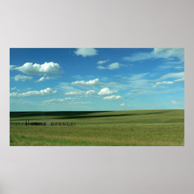 Poster Green Field and Cloudy Blue Sky, Colorado (Frente)