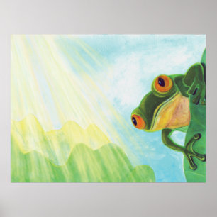 Poster Green Frog catching sunrays