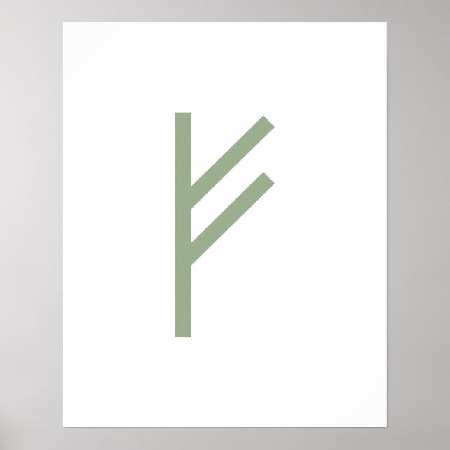Poster Green Geométrico Fehu (Prosperidade) Viking Rune (Frente)