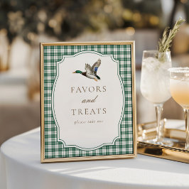 Poster Green Gingham Duck Gender Neutral Favors & Treats