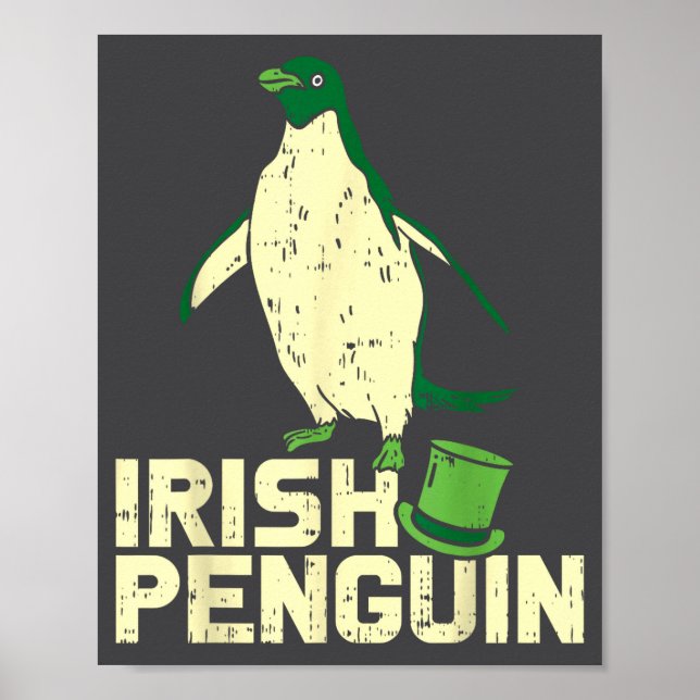 Poster Green Irish Penguin Cute St Patricks Day Animal Lo (Frente)