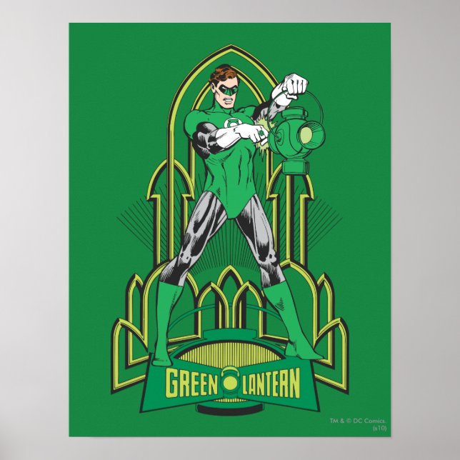Pôster Green Lantern on decorative background (Frente)