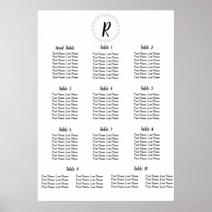 Poster Green Laurel - Atribuições de Mesas de Casamento