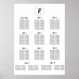 Poster Green Laurel - Atribuições de Mesas de Casamento