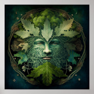 Poster Green Man Mandala Fantasy Art